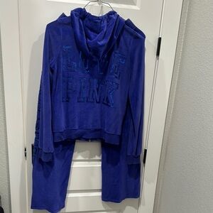 PINK Victoria's Secret Blue Hoodie and Pants Set